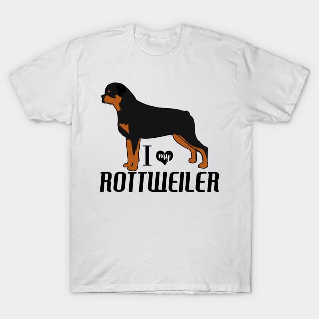 ROTTIE Rottweiler Dog Breed Pattern in Blue T-Shirt by JessDesigns